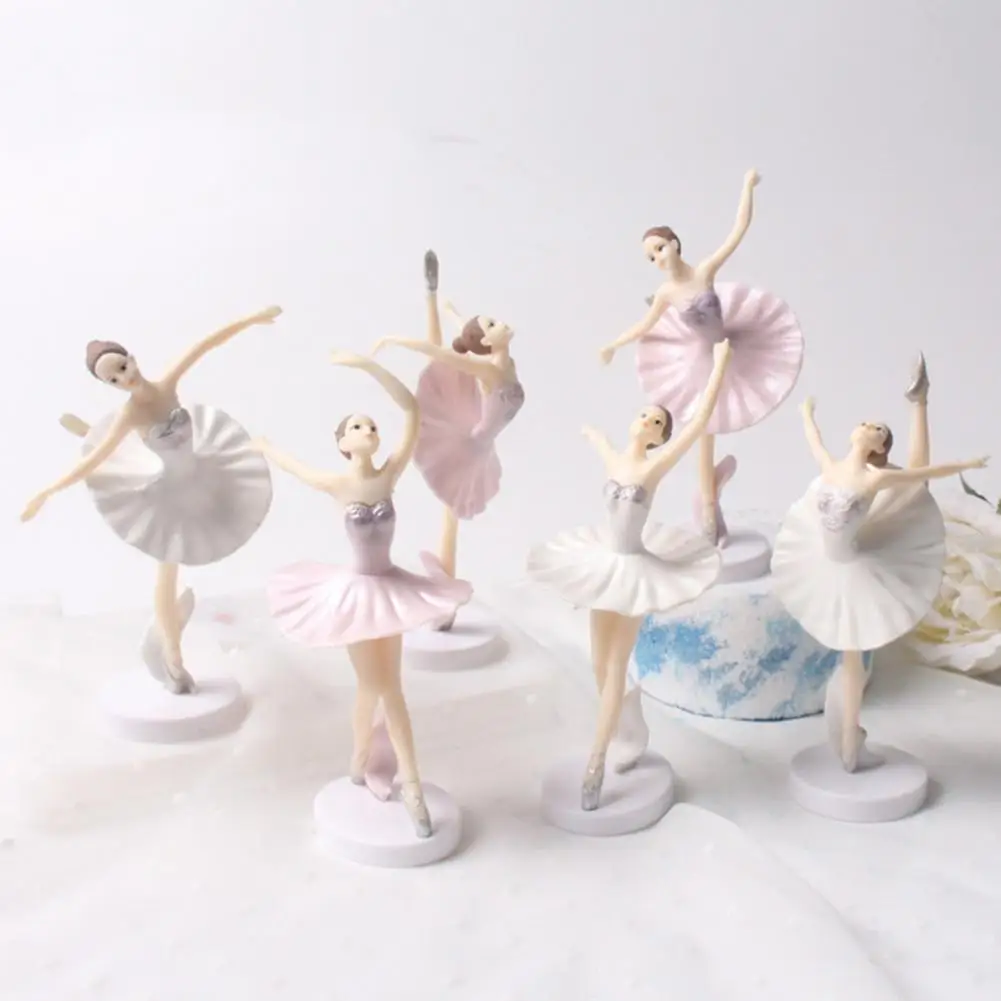 Smooth Surface 3Pcs Popular Dancing Girl Cake Topper Funny Ballet Girl Topper Elegant   for Fun