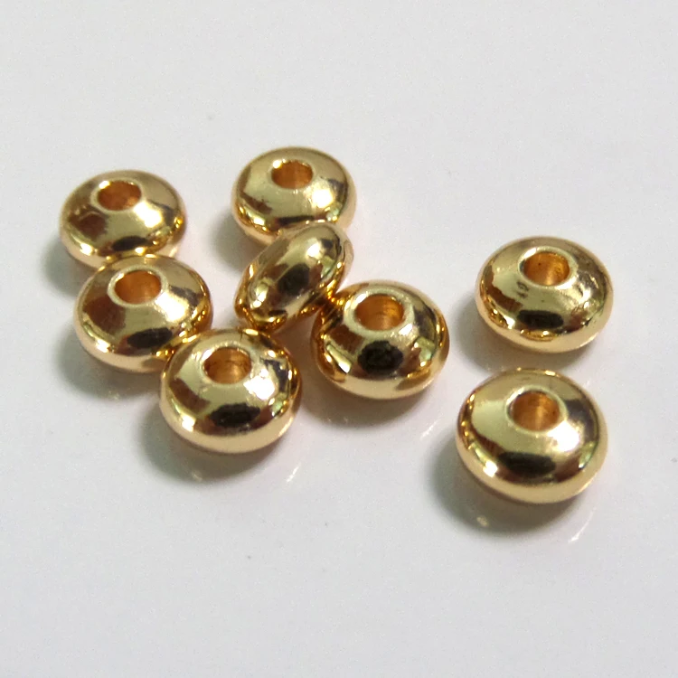 JFE33 Wholesale 100pcs 3.5mm ,4mm ,5mm,6mm Gold Electroplated Round Spacer Beads For Fashion DIY Jewelry Making Findings