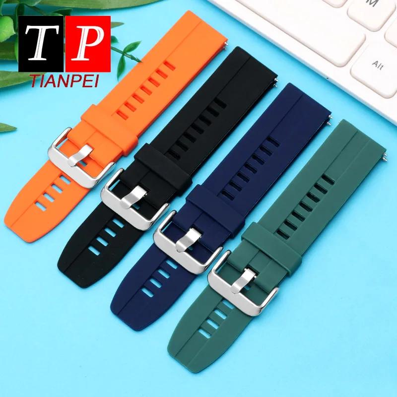 22mm Rubber Silicone Watch Band for Huawei GT 2 46mm Samsung Galaxy Watch 46mm Gear S3 Watch Soft Sport Strap Bracelet Watchband