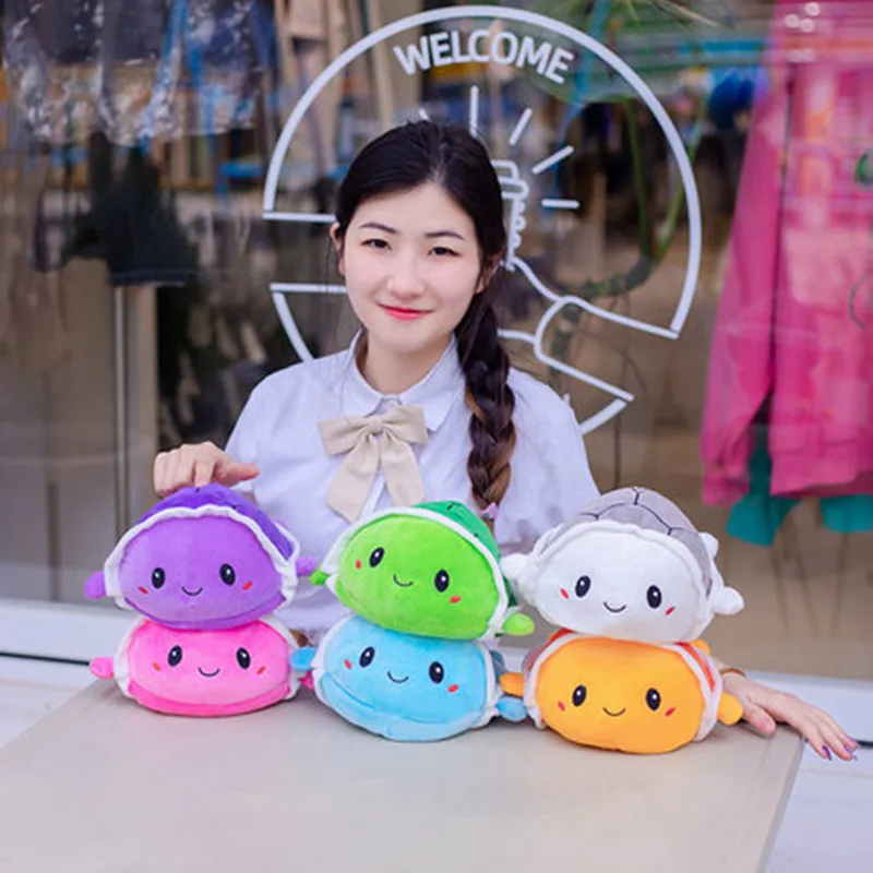 

2021 Reversible Tortoise Plush Toys Flip Stuffed Turtle Peluche Toys Cute Simulation Dolls 5 Colors