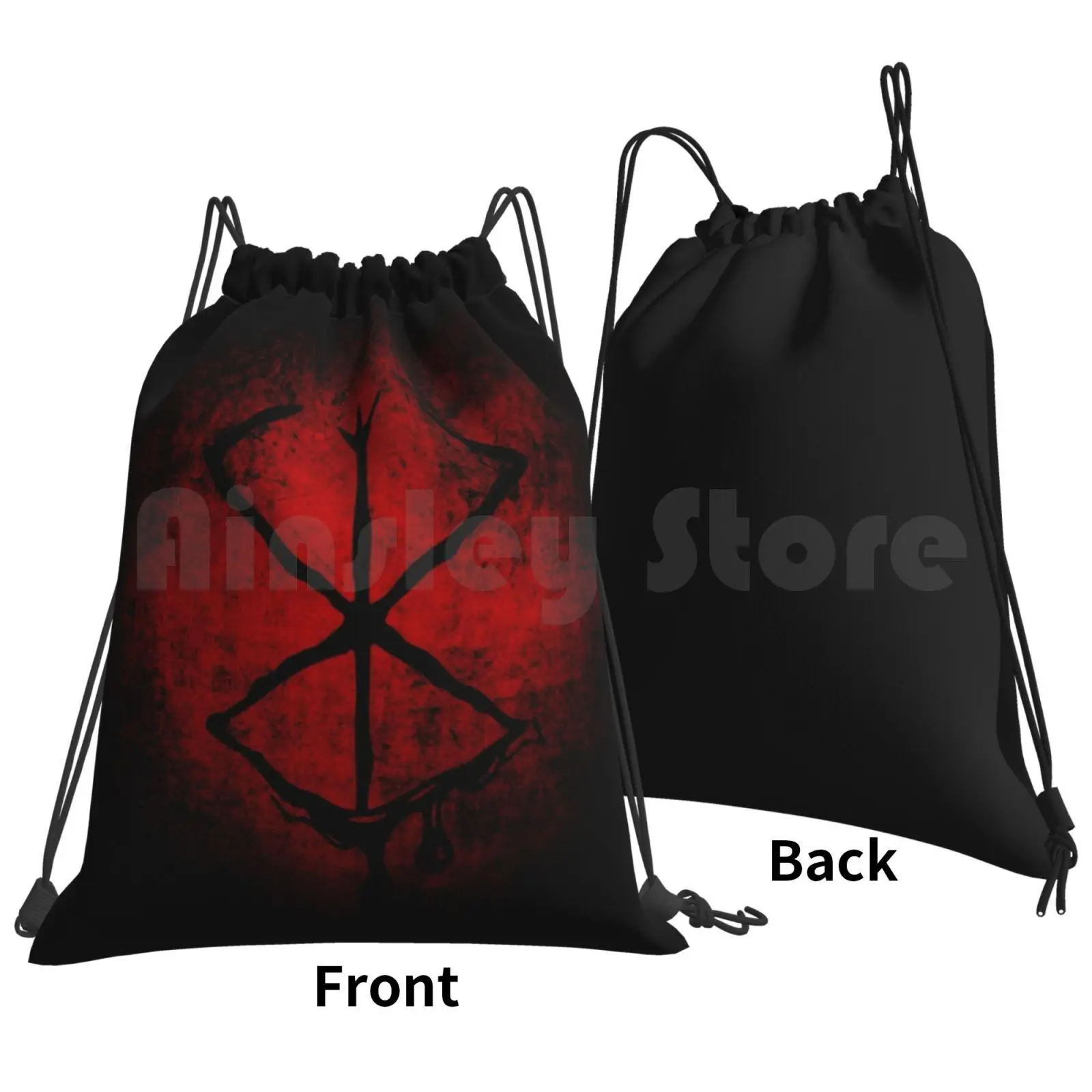 Black Marked People Backpack Drawstring Bags Gym Bag Waterproof Anime Manga Gatsu Asian Comic Graphic