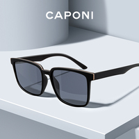 CAPONI Polarized Sunglasses Women Fashion Square Black Shades Sun Glasses Lenses Support Customized Myopia Prescription CP6199