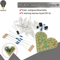 DIY Kit Heart Shape Breathing Lamp Kit Breathing LED Suite Red White Blue Green Electronic Production for Learning laboratory