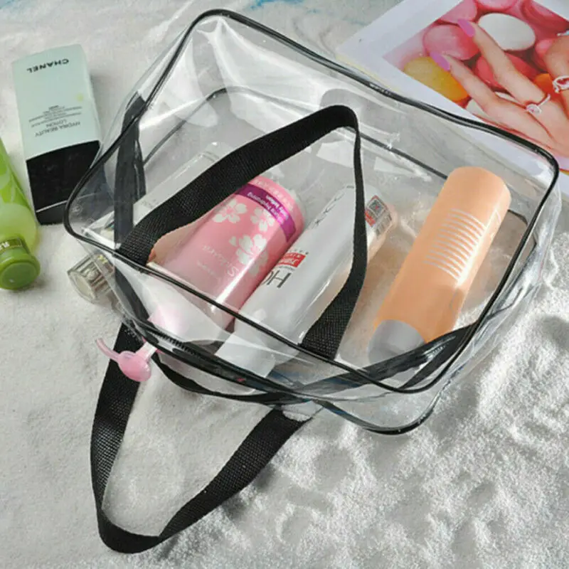 Faroot S M L Clear Transparent Storage Bag PVC Travel Cosmetic Bag Zipper Make Up Toiletry Storage Bag