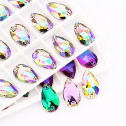 Astrobox High Quality Drop Glass Crystal Strass Sew On Rhinestones Flatback Sew On Rhinestone For DIY Clothing Jewelry Making