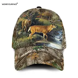 Baseball Cap Deer Moose Hunting Animals Printed Snapback Hat Men Women Adult Breathable Summer Sports Headwear Outdoor Sun Visor