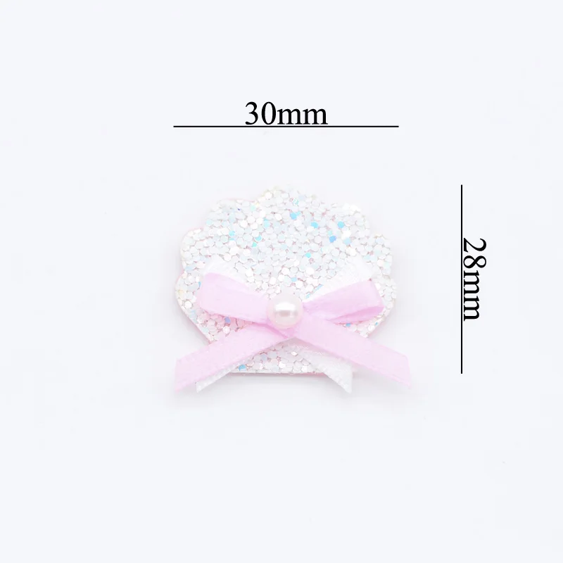 10Pcs Glitter Padded Patches Shell Starfish Mermaid Tail with Satin Tie Applique for DIY Headwear Hair Clips Bow Accessories H62