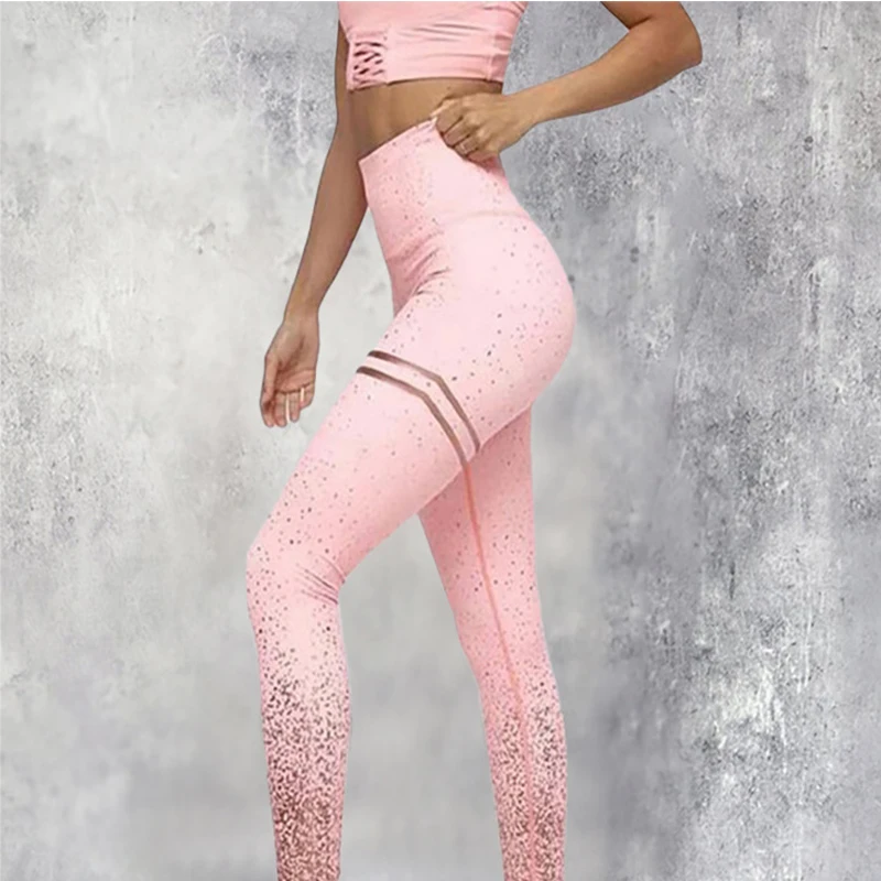 Yoga Pants High Waist Leggings Women Sequined High Waist Yoga Fitness Legging Glitter Running Gym Stretchy Sport Pants Trouse