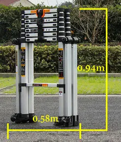 

3.1m household multifunctional portable extension aluminum alloy telescopic ladder, anti-rolling, thick seamless aluminum tube