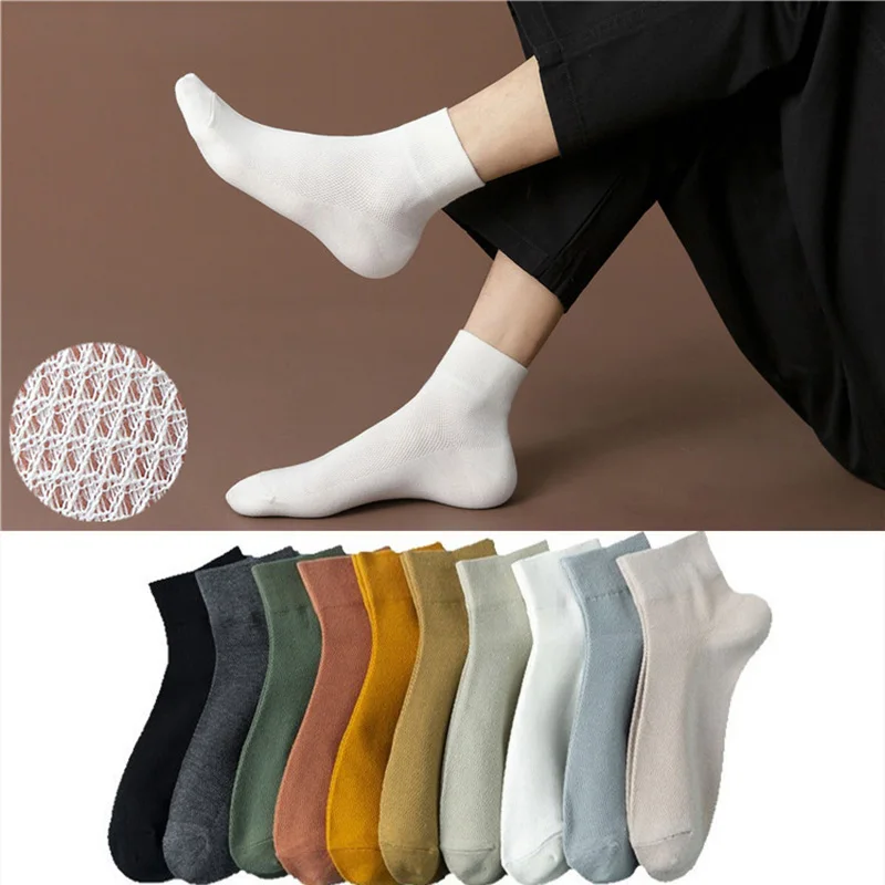 

Men's Socks Summer Thin Deodorant Socks Cotton Mesh Socks Men Solid Color Harajuku Mens Ankle Socks White Black Calcetines Meias