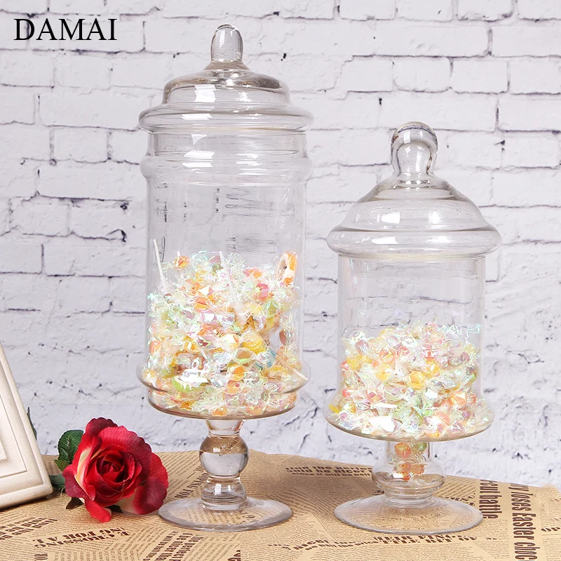 

European Simple Transparent Glass Jars and Lids Coffee Table Desktop Decorative Candy Snacks Storage Jar Home Decoration Modern