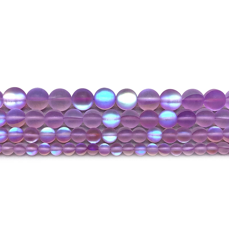 Natural Matte Light Purple Flash Crystal  Round  Loose Stone  Beads for DIY Bracelet Necklace  Jewelry Making 15