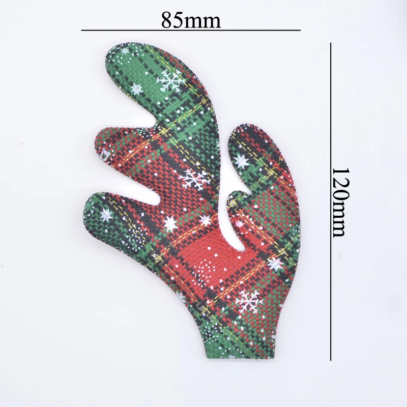 5Sets 85*120mm Padded Christmas Cloth Antlers Applique for DIY Hat Headwear Head Buckle Hairpin Accessories Home Decor Crafts