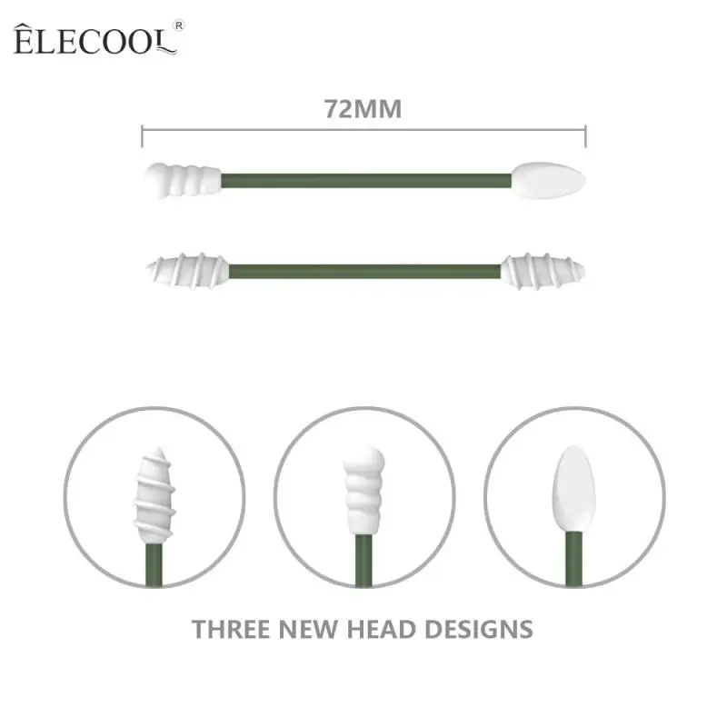 4Pcs Reusable Cotton Swab Silicone Buds Swabs Sticks Eyeshadow Mascara Makeup Applicator Double-headed Spiral Swab Ear Cleaner