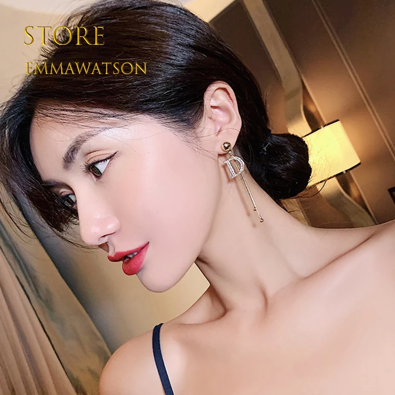 New Fashion Vintage Glossy Arc Bar Long Thread Tassel Drop Earrings for Women Gold Color Fashion Jewelry Hanging Pendientes