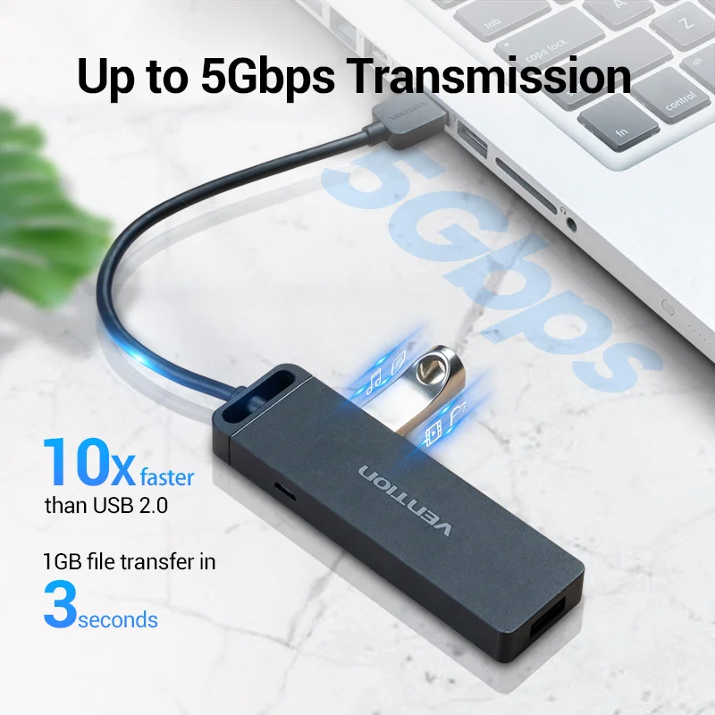 Vention USB HUB 3.0 HUB USB 2.0 HUB Multi USB Splitter Adapter 4 Ports Speed with Micro USB Charging Port for PC Laptop HUB USB