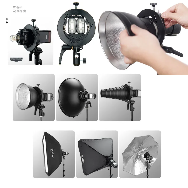 Godox S2 S-Type Bracket Bowens Mount Compatible with Godox V1 AD200Pro AD400Pro AD200 V860II TT685 TT600 TT350, Large Adjustment