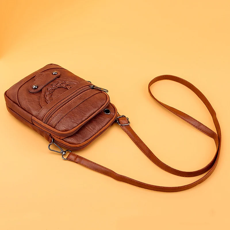 Vintage PU Leather Shoulder Bags For Women Small Crossbody Phone Purse Handbag Pouch Female Wallets Bag