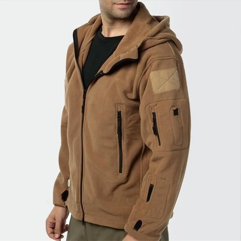 Men US Military Winter Thermal Fleece Tactical Jacket Outdoors Sports Hooded Coat Softshell Hiking Outdoor Camping  Jackets