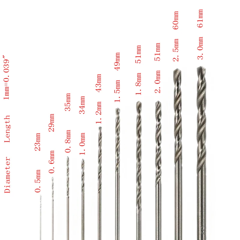 10 adet Mini matkap HSS Bit Set Dremel döner aracı için elektrikli aletler yüksek hız beyaz büküm ahşap/Metal delik kesici Mini matkap