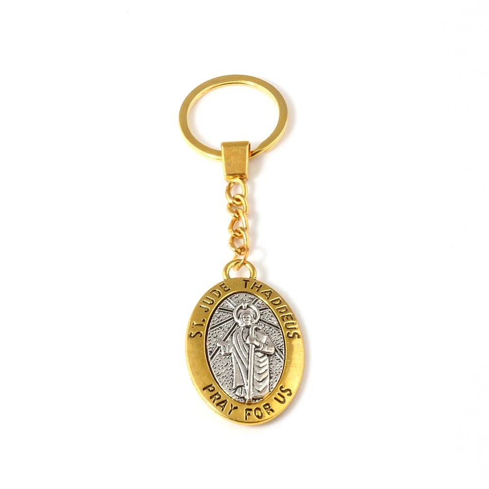 

1Pc Keychain ST JUDE THADDEUS Pray For Us Alloy Pendants Key Ring Travel Protection DIY Jewelry A-550f