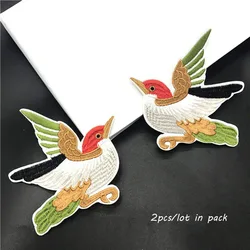 2pc/lot Fashion birds embroidery Patches for clothing  DIY colorful iron on cute parches applique for clothes