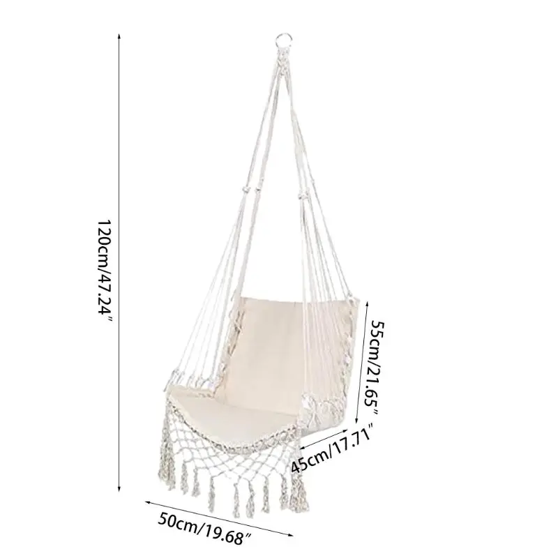 Hammock Chair Macrame Swing  Hanging Cotton Rope Hammock Swing Chair for Indoor and Outdoor Use