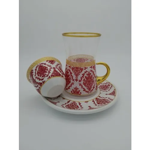 Özcam Pasabahce Azalea Pattern 18 Piece Tea Team