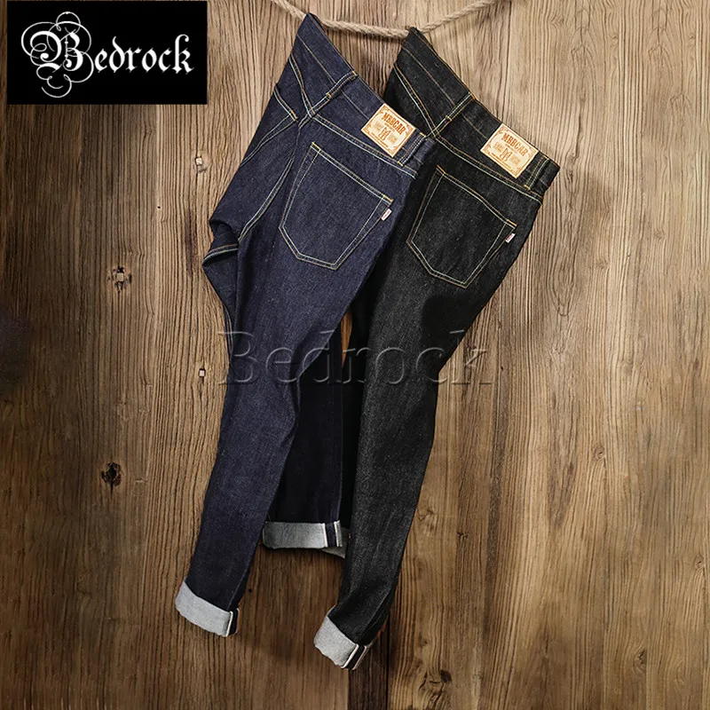 MBBCAR 14oz clássico simples ourela jeans fino ajuste Raw Denim jeans confortável lavado jeans vintage casual lápis calças 7313