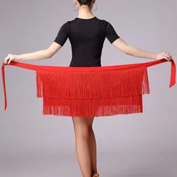 Adult Belly Dance Pure Color Tassel Hip Scarf Women Stage Performance Latin Dance Skirt High Quality Black Red Dancing Clothes