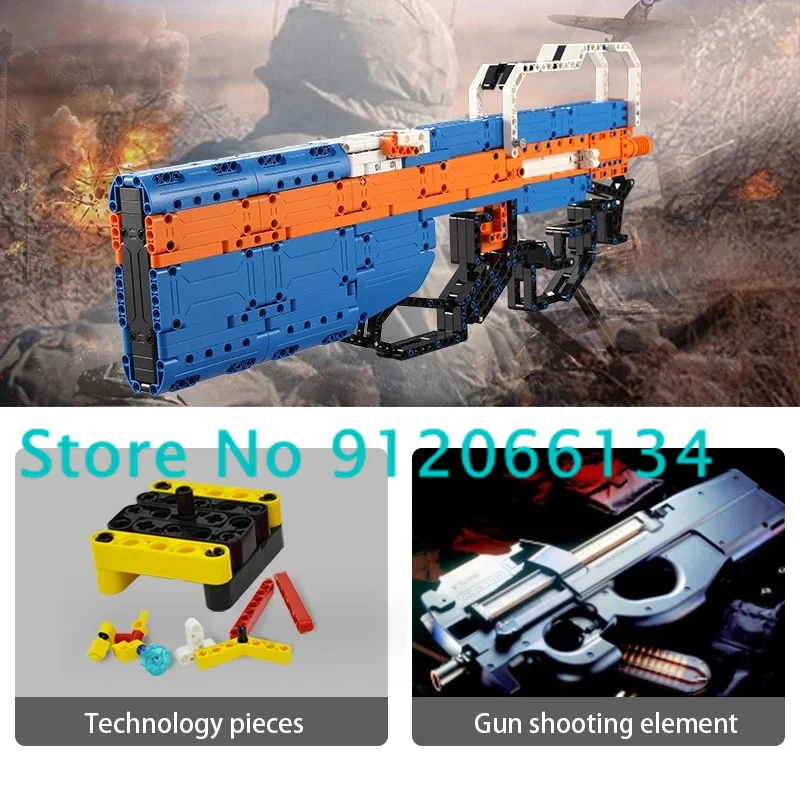 58CM Sniper Rifle Can Launch Weapon 581PCS DIY Bricks Parent-Child Interaction Military Gun Building Block Toys