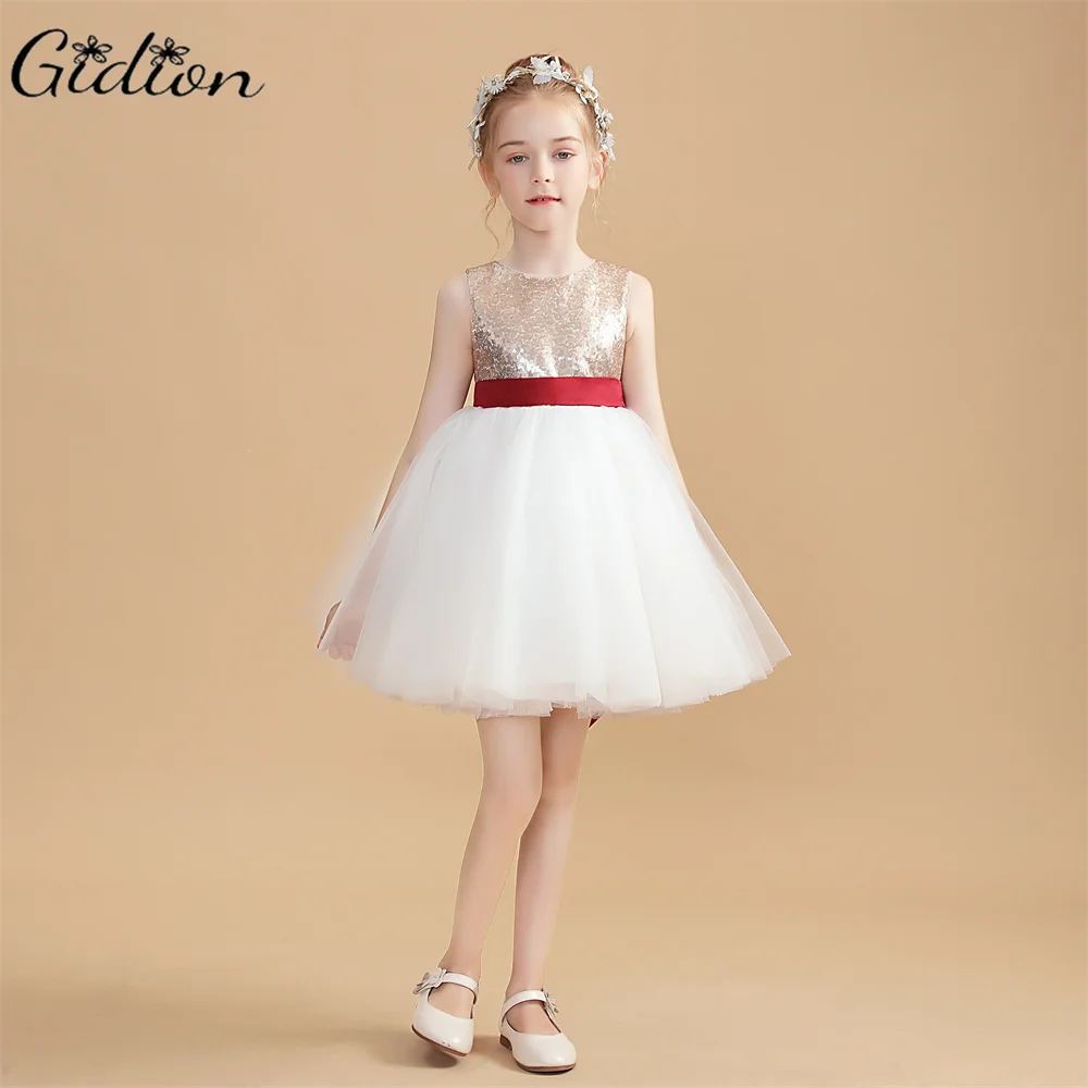 Robe Courte à Fleurs pour Enfant, Tenue de Soirée, d'Anniversaire, de Mariage, de Ballet, de Concours, de Cérémonie, de Banquet, de Demoiselle d'Honneur