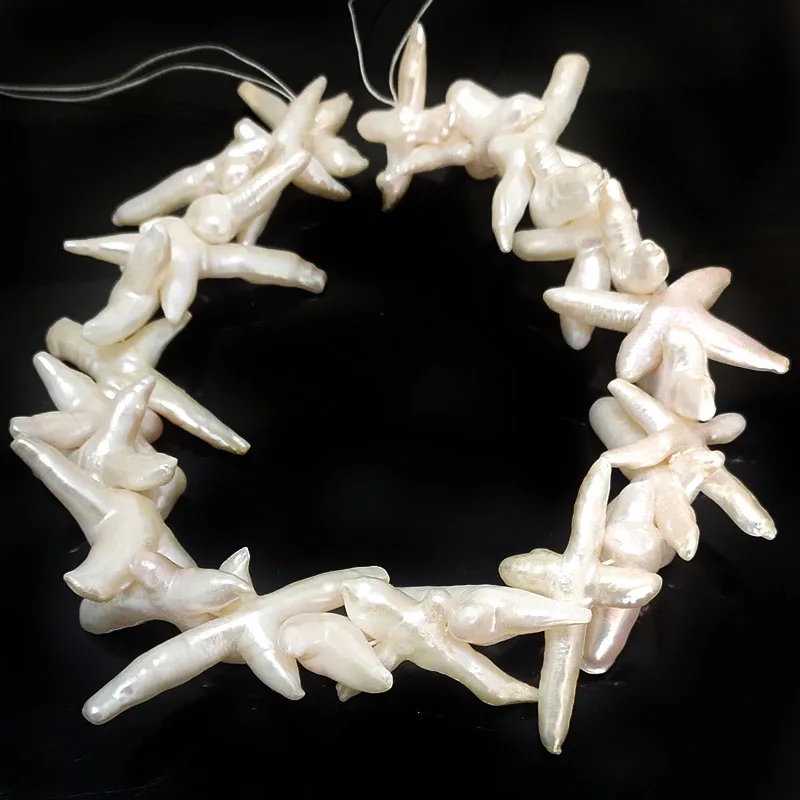 16 inches 40-60mm Natural White Diagonally Drilled Cross Pearls Loose Strand