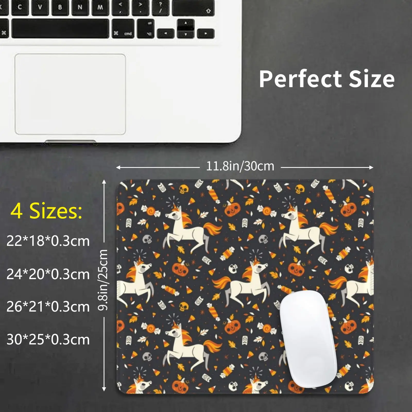 Candy Unicorns Mouse Pad DIY Print Cushion Unicorn Halloween Horse Candy Corn Pumpkins Candy Magical Cute Gummy