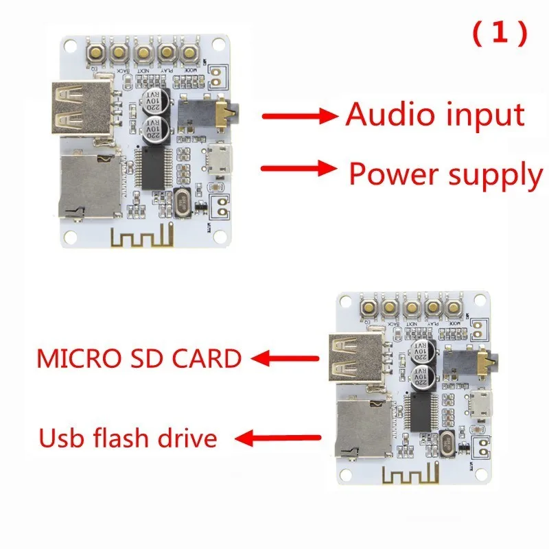 TZT 1/3 Stück Bluetooth-Audio-Empfänger-Board mit USB-TF-Kartensteckplatz, Decodierung, Wiedergabeausgang A7-004 5V 2.1 Kabelloses Stereo – Detail 9