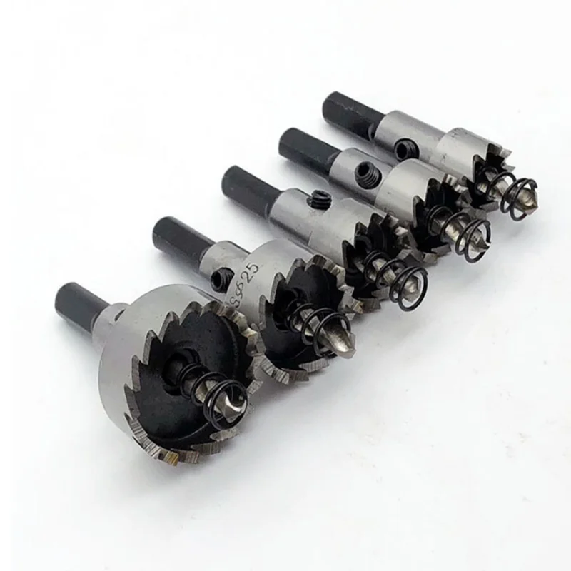 5Pcs Carbide Tip HSS Drill Bit Hole Saw Set Stainless Steel Metal Alloy 16/18.5/20/25/30mm Woodworking Tools