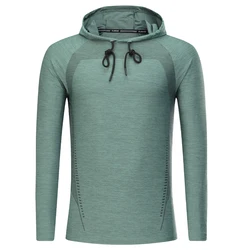 Giacca sportiva da uomo all'aperto traspirante moda allenamento allenamento felpa con cappuccio stampa Running maniche lunghe autunno inverno palestra Pullover