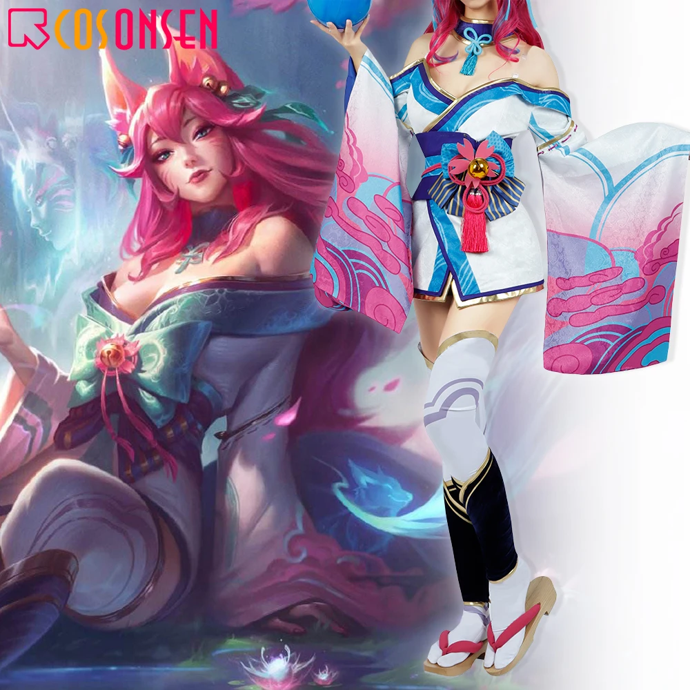 

Game LOL Spirit Blossom Ahri Cosplay Costume The Nine-Tailed Fox Fancy Dress Halloween Costume COSPLAYONSEN Custom Made