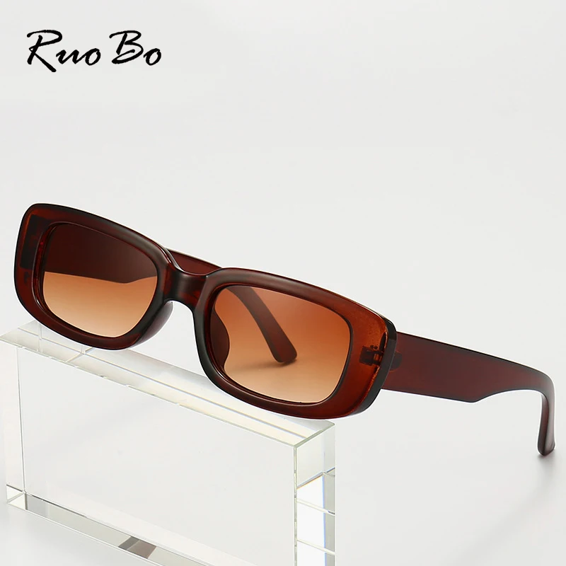 

RUOBO Brand Vintage Rectangle Sunglasses Women Designer Gradient Clear Mirror Sun Glasses Female Decorative UV400 Oculos De Sol