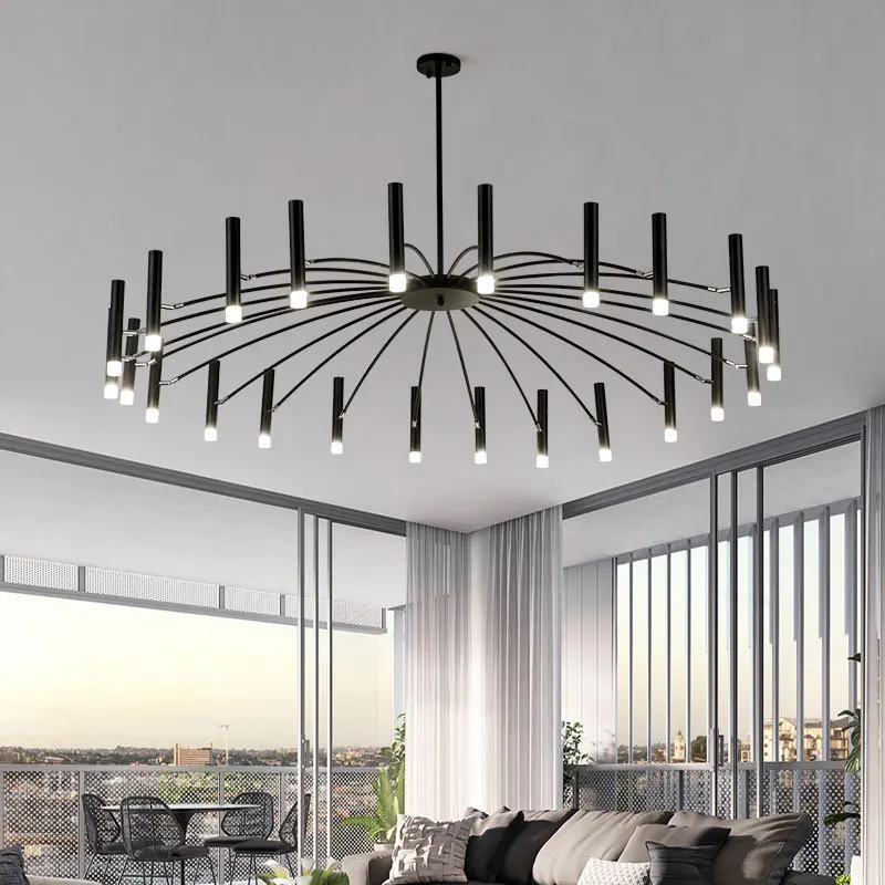 

Design long chandelier Art LED slustre salon Living room Bedroom Restaurant LED Foyer Light Home Deco black kitchen chandelier