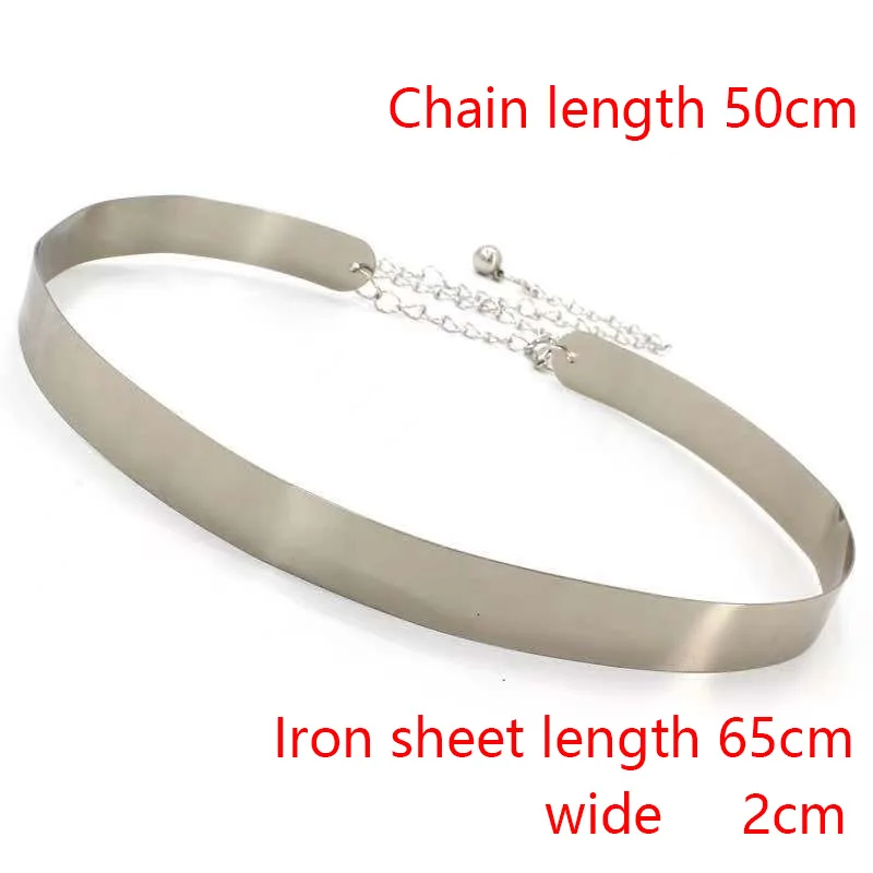 Fashion Womens Gold Silver Metal Sheet Chain Pendant Wide Girdle  Elastic Female Gift Accessories Wedding Jewelry Waistband