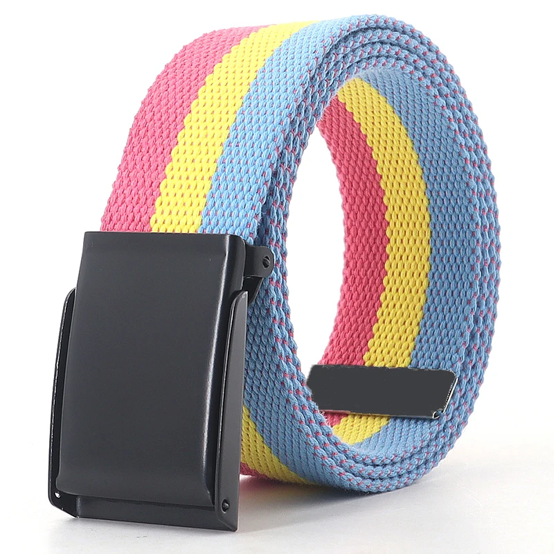 Nieuwe 3.8Cm Breed Glad Gesp Riem Kleur Mannelijke En Vrouwelijke Studenten Koreaanse Jeans Accessoires Jeugd Leisure Nylon Nationale Wind riem