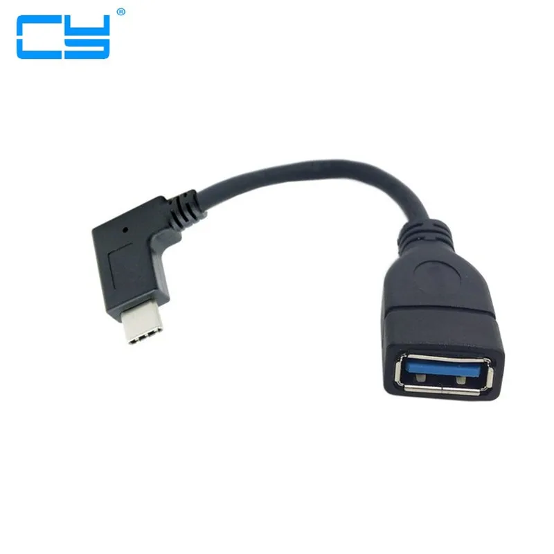 

90 Degree Right Angled USB-C USB 3.1 Type C Male to A Female OTG Data Cable for Macbook Tablet Mobile Phone