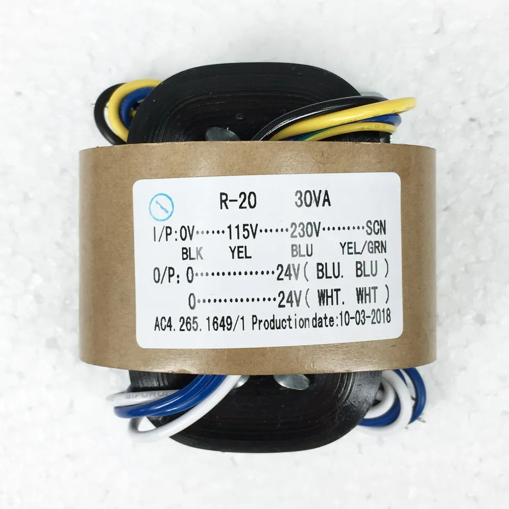 

transformador R-type power transformer 30W dual 24V R cattle audio transformer copper wire international voltage 115V-230V