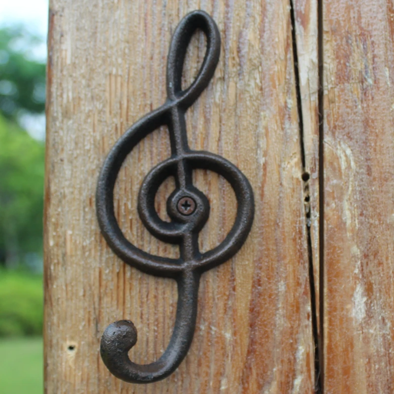 Vintage Musical Signs Cast Iron Wall Hook With 1 Hanger European Country Side Accents Home Garden Decorative Metal Hanging Mark