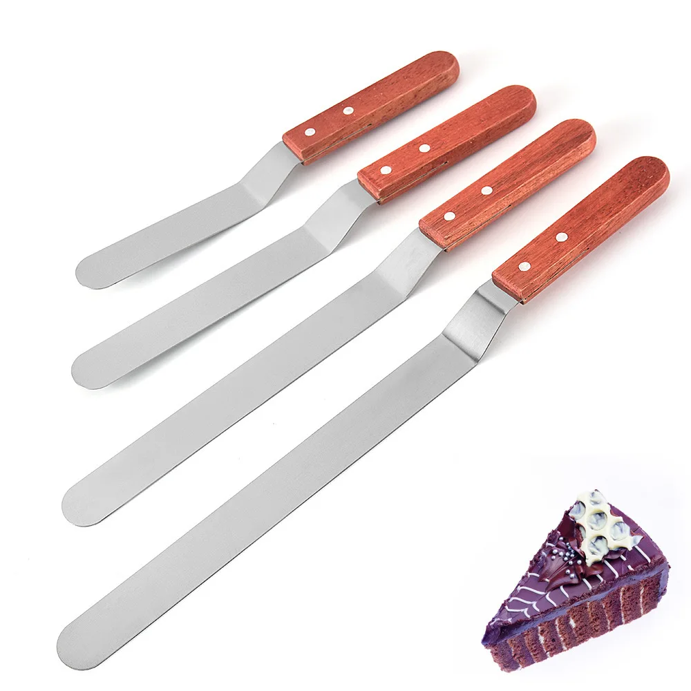 

Spot Cream Scraper Wooden Handle Plastic Folding Straight Stainless Steel Pie Knife Scraper Cream Cake Decorating Baking Tools