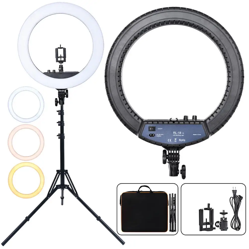 

Fusitu 18 inch 55W Photographic Lighting Led Ring Light With Tripod For Camera Phone Youtube Tiktok Round Ring Lamp Aro De Luz