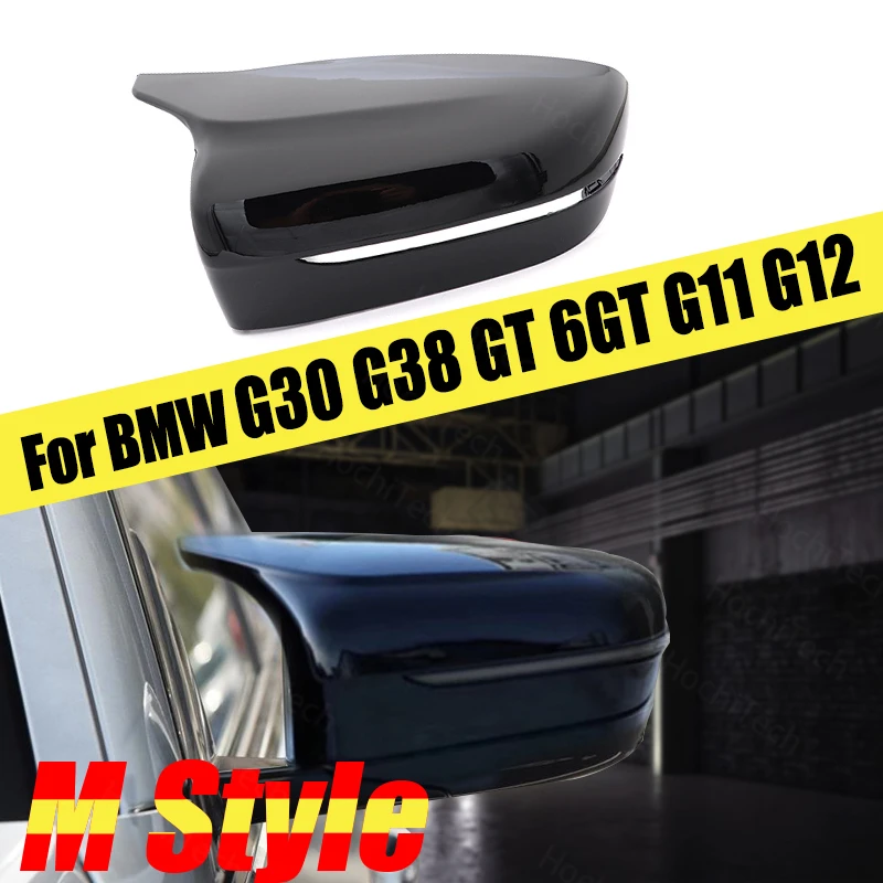 

Rearview Mirror cap Horn 2pcs Mirror caps Replacement M Style Mirror cover for BMW 5 6 7 series G39 G38 G11 G12 Bright Black