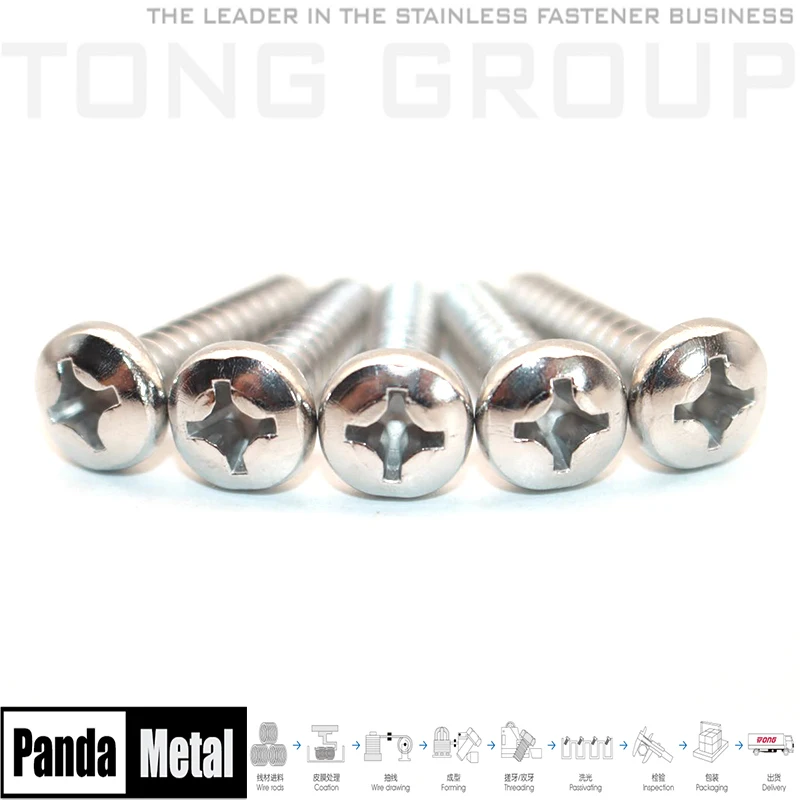 304/316 الفولاذ المقاوم للصدأ الصليب راحة عموم رئيس التنصت المسمار GB845 المسمار DIN7981 مواصفات ST4.8 #6