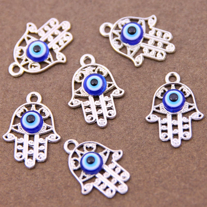 6pcs Fatima Hand Pendant Evil Eye Charm Bracelet Enamel Accessories Charm DIY Jewelry Accessories Earrings Necklace Pendant Find